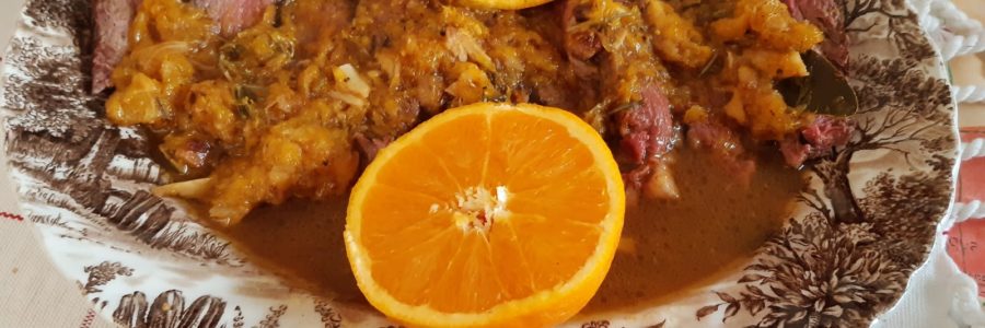 Magret de pato con salsa de naranja